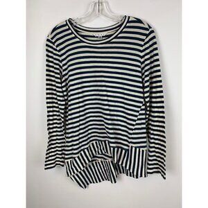 CAbi #256 Bengal Stripe Asymmetrical Hem Top Size S Long Sleeve